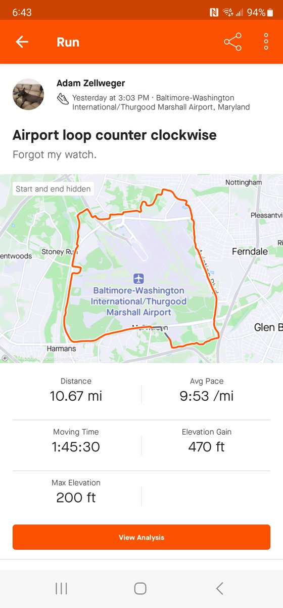 ZellwegerAdam's tweet photo. It's been awhile since I posted a run on here. Still going at it, trying to get faster. #hoka #running #training #Baltimore https://t.co/fPEkN2CEcv