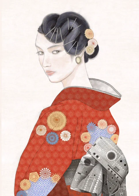 モダンガールⅥ420mm×297mm10月の個展で出展予定! 