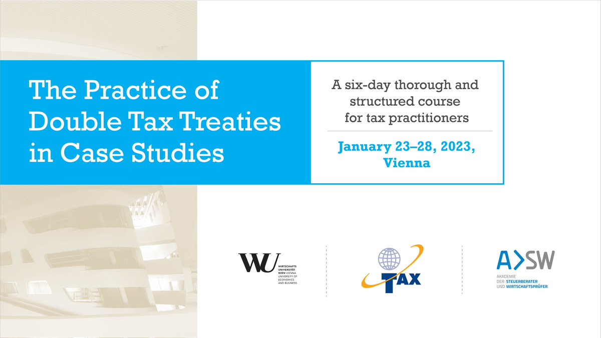 siddheshraoWU's tweet photo. Tax treaty as a subject still throws out a lot of interesting practical issues. Had interesting discussions with tax practitioners and revenue admin people from as far as Australia, Norway, Ireland, Romania and Italy while teaching tax treaty to them. 

#taxlaw #taxlawvienna https://t.co/I2GlcYW91O