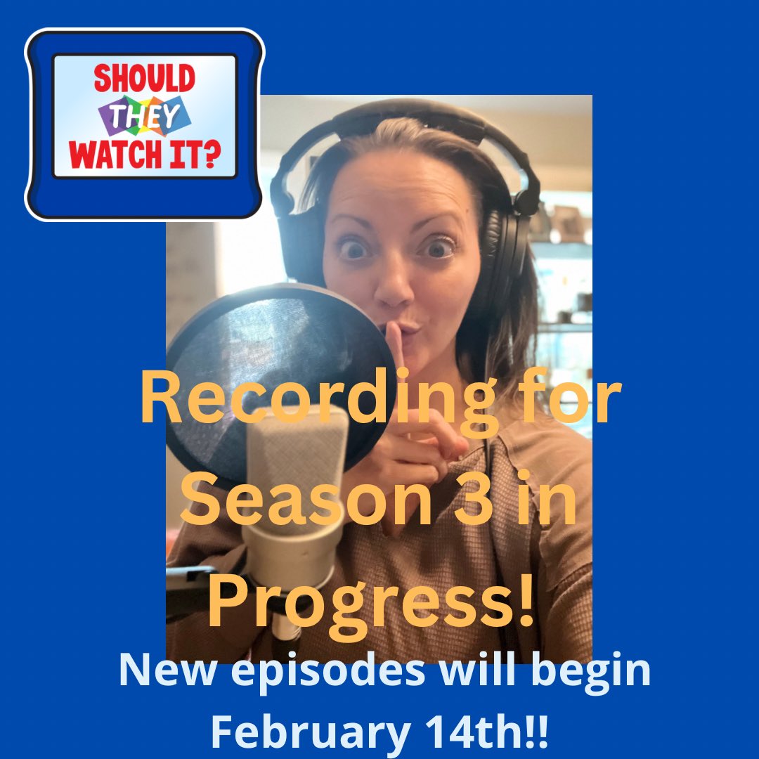ShouldTheyWatch's tweet image. Recording for Season 3 of Should They Watch It began TODAY! You’ll be meeting our new co-host when episodes begin posting every 2 weeks, starting FEBRUARY 14th!! We’re excited!!