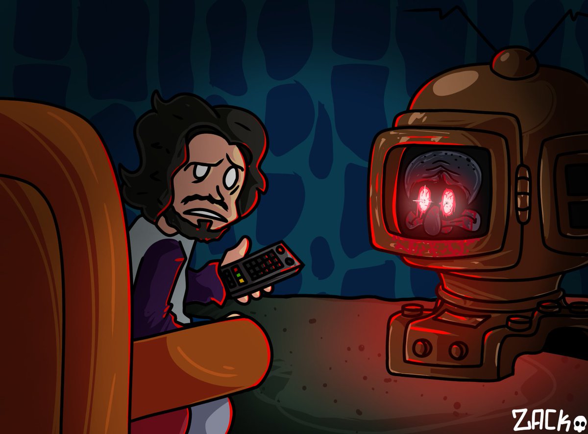 ZackGowman's tweet image. Aqui vai um presente pro meu youtuber favorito @Jazzghost1 

#redmist #suicidesquidward #jazzghost #art #fanart