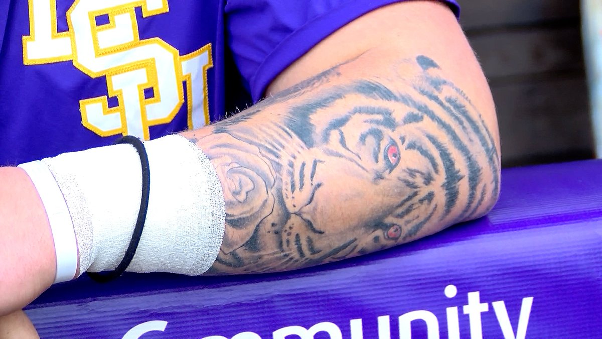 By the way...here's a closer look at new LSU Tiger Tommy White ...and his  new Tiger tattoo #LSU @tommywhite44, image size:1200x675