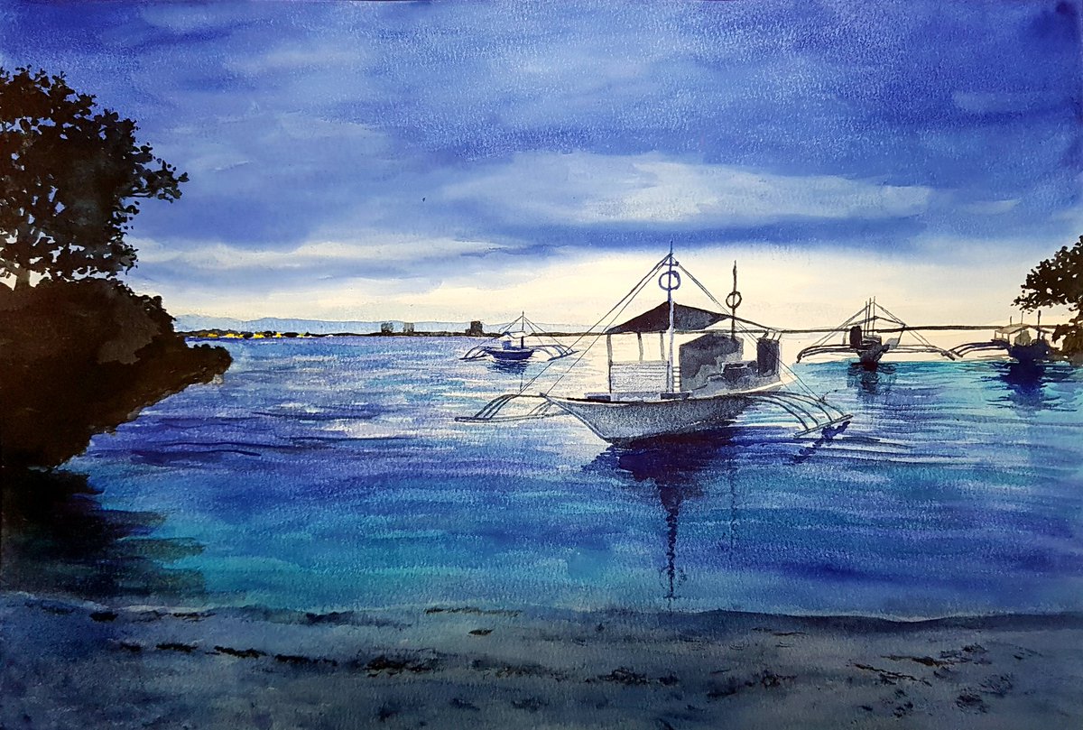 Dawn in the Philippines #watercolors #watercolour #watercolours #watercolor #filipinoart #filipinoartists #watercolorpaintings #watercolorseascapes #acuarelas #aquarela #aquarelle #paintings #art