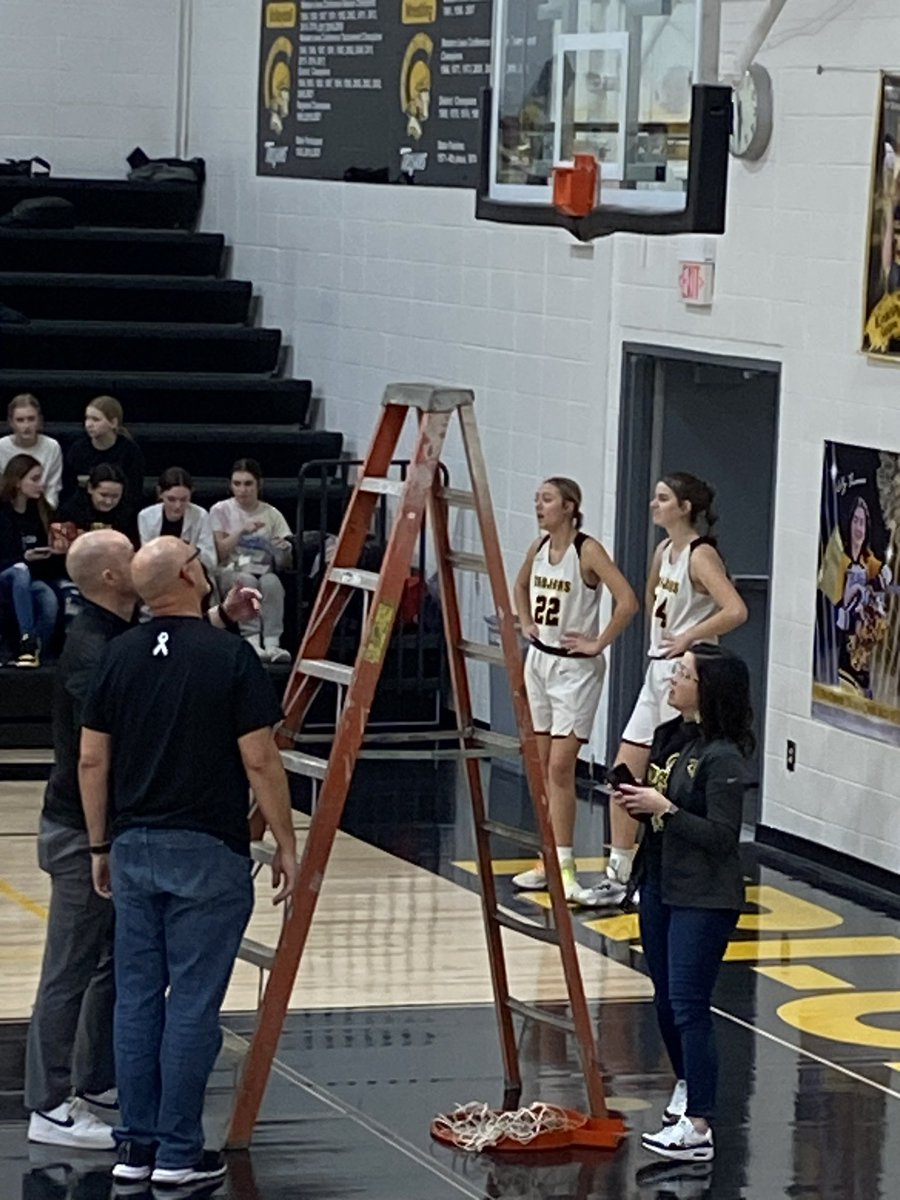 Right before the tip of the MV-TC girls BB game tonight, one of the rims literally breaks off. MV transportation director and tonight’s MV bus driver, Dave Hodges, took his trusty 9/16 wrench and got a rim off one of the side back boards. We get to play ball after all. #MVPride