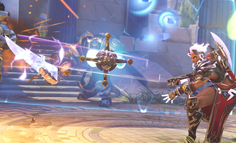 ioStux's tweet image. Why does Junkerqueen have color matched particles in the promotional images, but in game, no matter which color you choose for her mythic skin, the particle effects are all blue? @PlayOverwatch