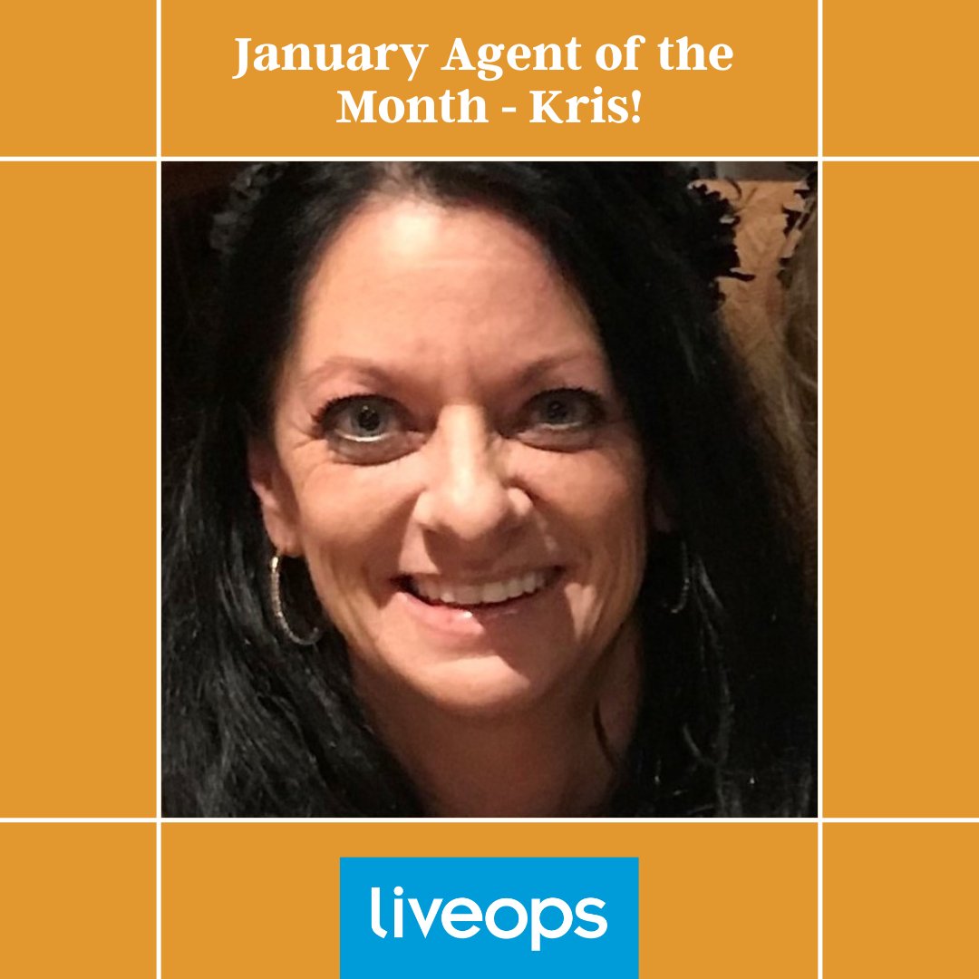 Liveops's tweet image. Congratulations to Liveops January Agent of the Month, Kris! 🎉 #LiveopsNation #SelfEmployed #VirtualWork