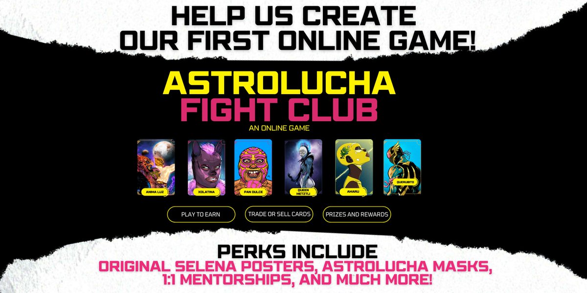 astrolucha's tweet photo. 🤝 Help us create our first online game!

🏆 Perks include original Selena posters, Astrolucha masks, 1:1 mentorships, and much more! 

➡️ Become our superhero and give back while you play! Support over 16 independent artists!

🔗 https://t.co/ON22j3wmyE https://t.co/DXiK0svJbI
