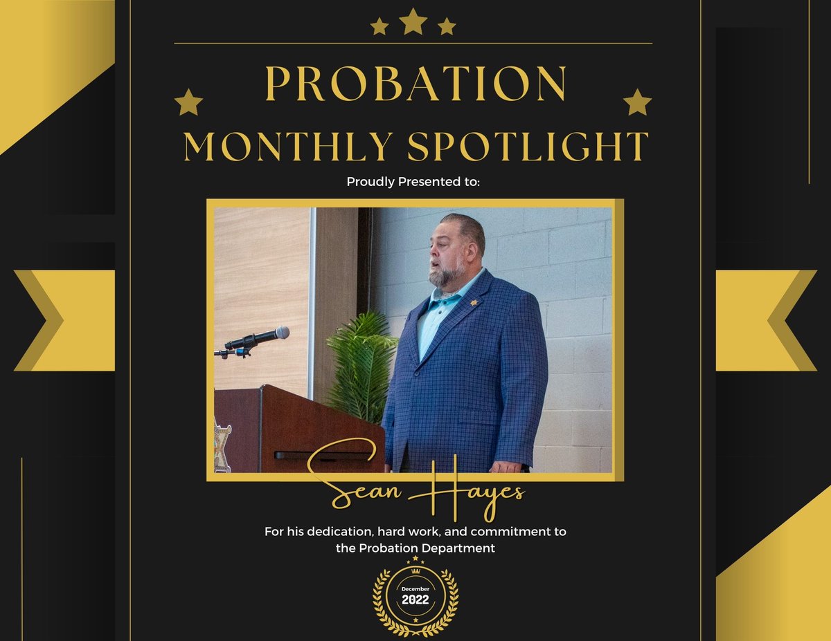 Please join us in recognizing Office Specialist Sean Hayes as a 'Probation Monthly Spotlight' recipient. The Department is lucky to have such an incredible voice as part of our team. 

 #WeAreOCProbation #monthlyspotlight