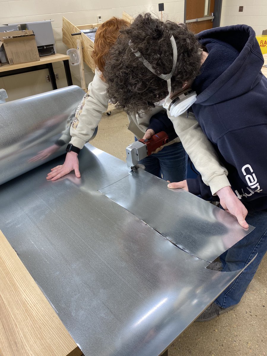 Back in the lab working on our pyrolysis stove project. These students finished their designs and are now building a stove to burn wood without smoke. <a href="/GIPublicSchools/">GIPS</a> <a href="/GISH_AoET/">Academy of Engineering & Technology</a>