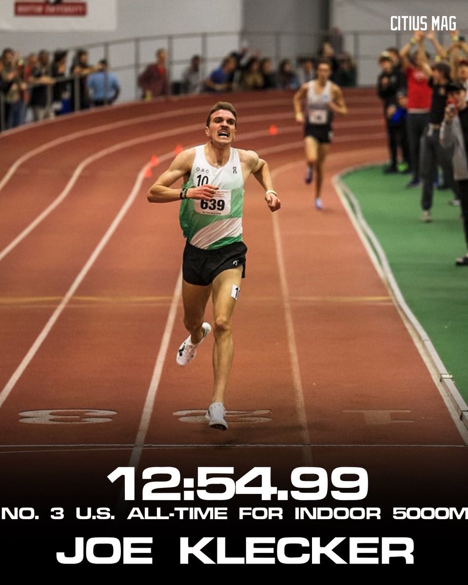 SUB 13 MINUTES‼️

<a href="/JoeKlecker/">Klecker</a> goes 12:54.99 for the US #3 all-time to set a ten second 5000m PB 😧