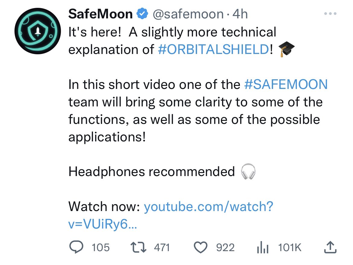101k views in 4 hrs, not bad #SAFEMOONARMY #SafeMoonOrbitalShield #safemoon