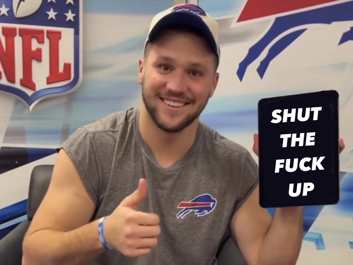 heyitsandreah's tweet photo. breaking news from josh allen 🚨 https://t.co/9qaaNHTsgu