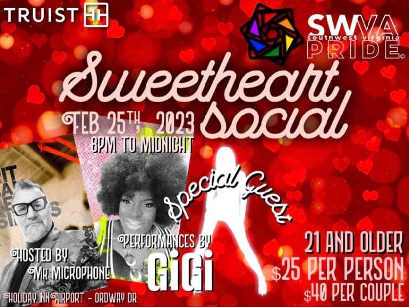 SWVApride's tweet photo. SWVA Pride is proud to announce Mr Microphone as our host and Gigi as one of our entertainers for our first annual Sweetheart Social!
https://t.co/IIpOzlecoO https://t.co/7NFtTAGYfs
