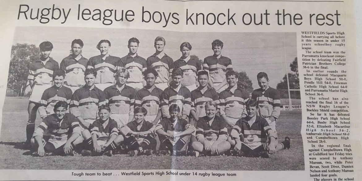 Westfields Sports High Buckley Shield team. Some gun players in that squad who unfortunately never kicked on into grade. Funny how life plays out sometimes. Good memories regardless.