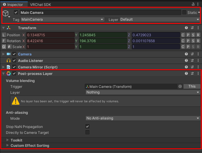 hfcRedddd's tweet photo. Adding a Post Process Layer with these settings to your main camera gives you Anti Aliasing in Scene View (smooths out jagged edges) https://t.co/1bEk2XS2Ov