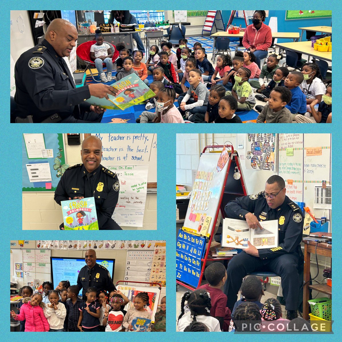 We kicked off “Reading w/Heroes”@AtlantaPolicee w/kindergarten today. 💪🏽partnerships matter! @CrystalJanuary @DrArnoldAP_HAES @RL_Caldwell @HAESPartners #community #EachOneTeachTen