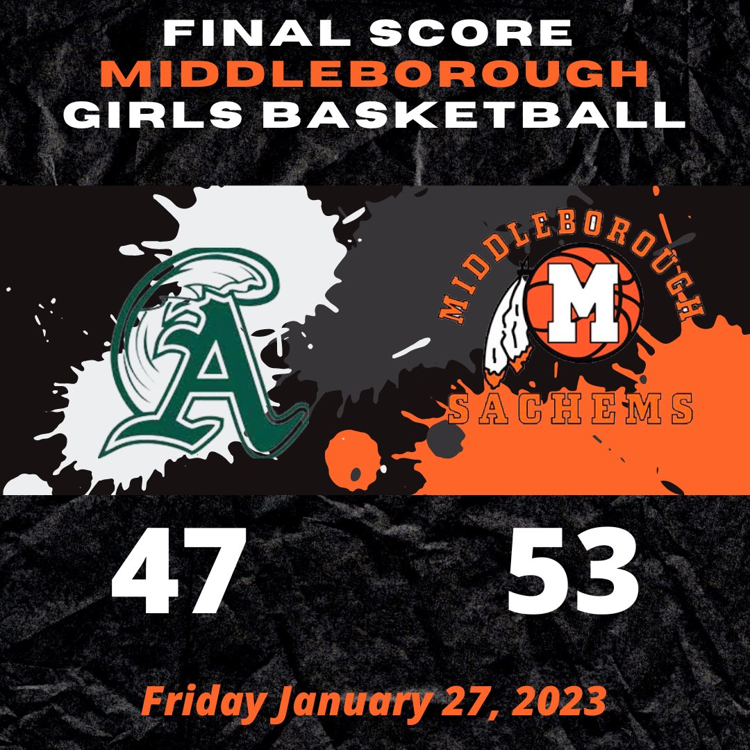 Overtime Final
Middleborough Girls 🏀 53
Abington 47

SO J. Perry 15
SO S. Moxley 10
SR L. Peddie 9

MHS 8-7

<a href="/sports_ledger/">Patriot Ledger sports</a> <a href="/GlobeSchools/">Boston Globe Schools</a> <a href="/BostonHeraldHS/">Danny Ventura</a> <a href="/enterprisenews/">The Enterprise</a> <a href="/SC_Varsity/">SouthCoast Varsity</a> <a href="/PrincipalBran/">Mr. Paul Branagan</a> <a href="/SSLHoops/">South Shore League Basketball Info</a> @MiddleboroAD <a href="/BrocktonSports/">Brockton Enterprise sports</a> <a href="/BashHoopsNE/">Bash Hudson</a> @MiddleboroSupt