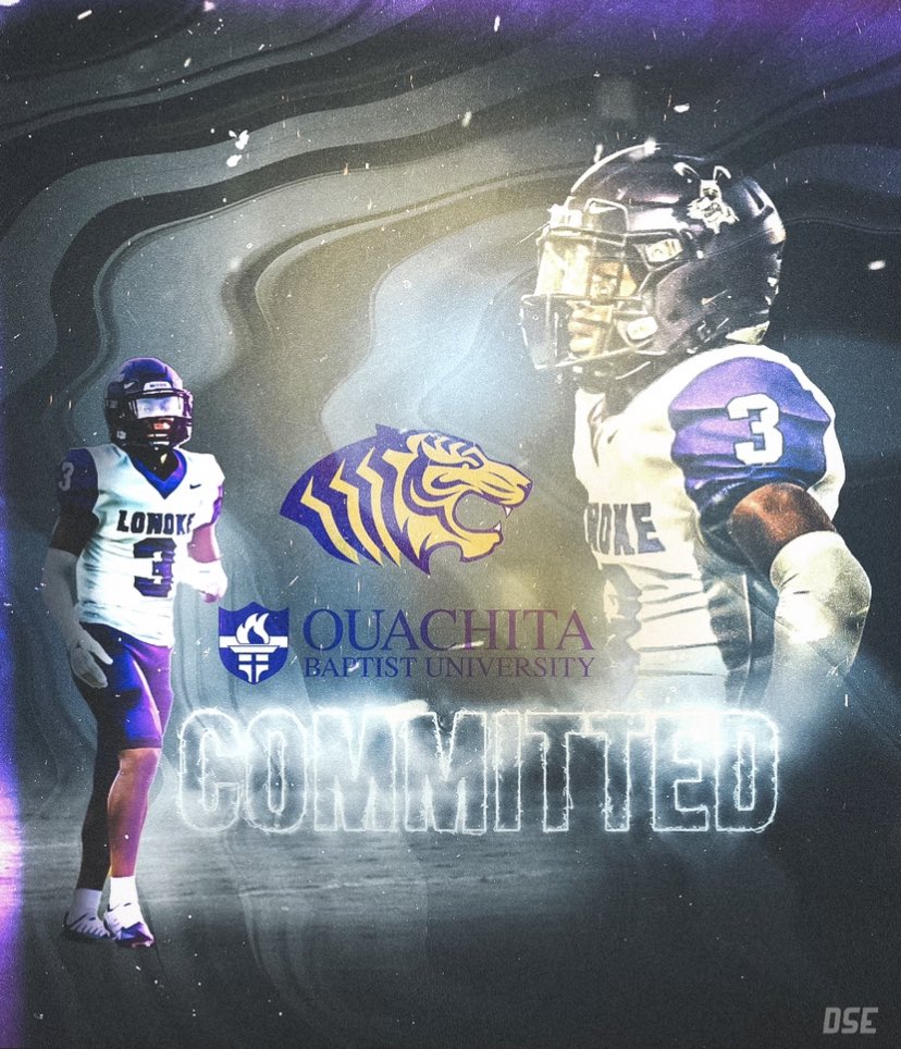 #AGTG Blessed to announce my commitment to <a href="/OuachitaFB/">Ouachita Football</a> 🐅<a href="/CoachSpenceOBU/">Spencer Knight</a> @CoachShock_OBU <a href="/LonokeFB/">Lonoke Football</a> <a href="/RickeyBrownJr3/">Coach Brown | CES PES</a> <a href="/ARPrepSports/">Arkansas Prep Sports</a> <a href="/PrepRedzoneAR/">Prep Redzone Arkansas</a> <a href="/tctabler/">PrepRedZoneTom Tabler</a> <a href="/BHoward_11/">Brandon Howard</a>