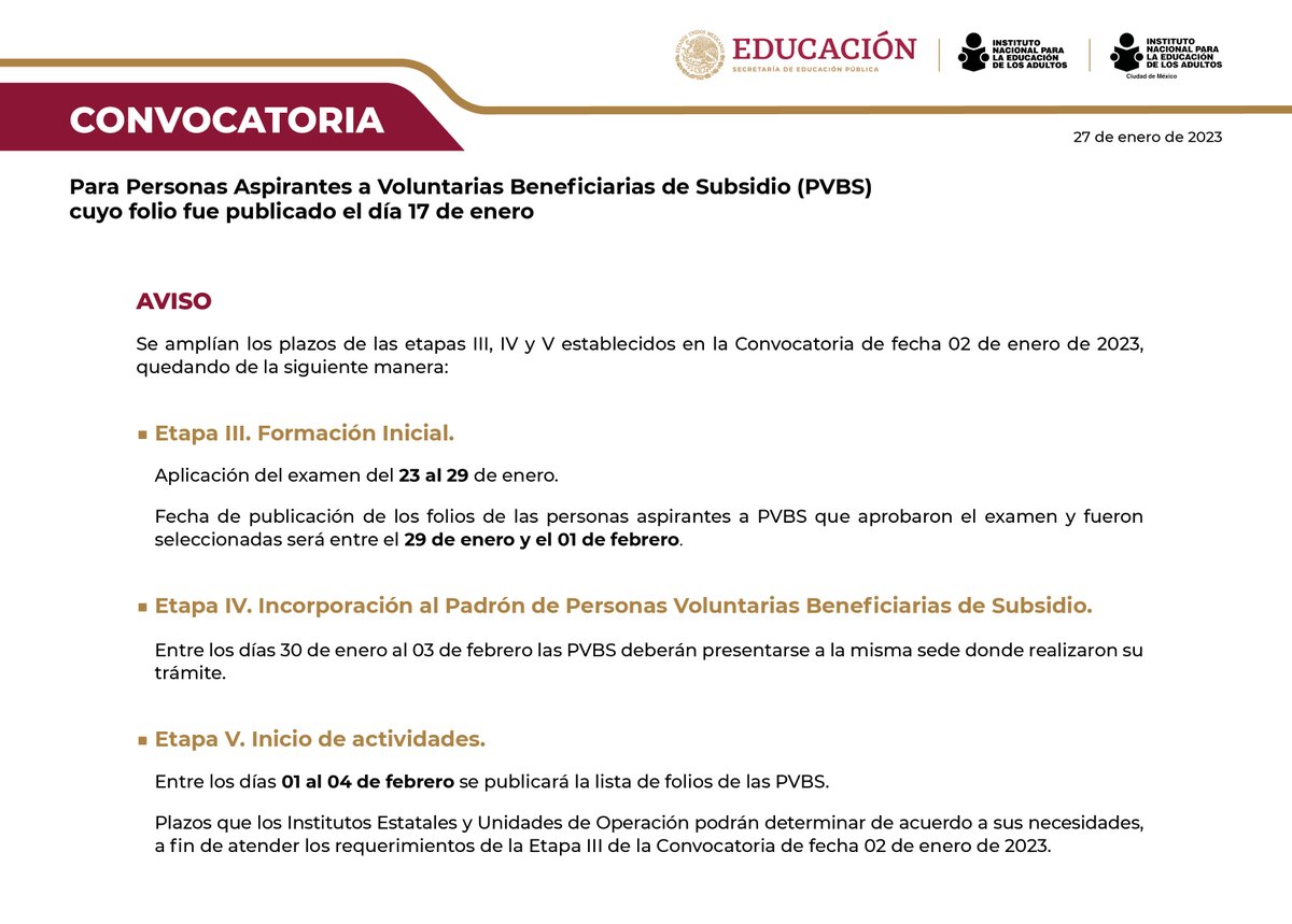 IneaCdmx's tweet photo. Si participaste en la convocatoria para ser #PVBS
¡Esta información te interesa!
Ampliamos el periodo de presentación de tu aplicación a fin de que puedas asistir, si aún tienes interés comunicate al correo cdmx_inea@inea.gob.mx o manda un mensaje de #WhatsApp al 5568630318 https://t.co/BFApBYkRRs