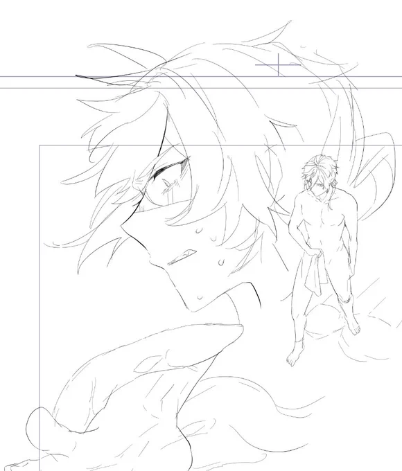 原稿進捗、鰻鍾(?)とヒル チャ姦すけべ同時並行で描いてる楽し〜! 