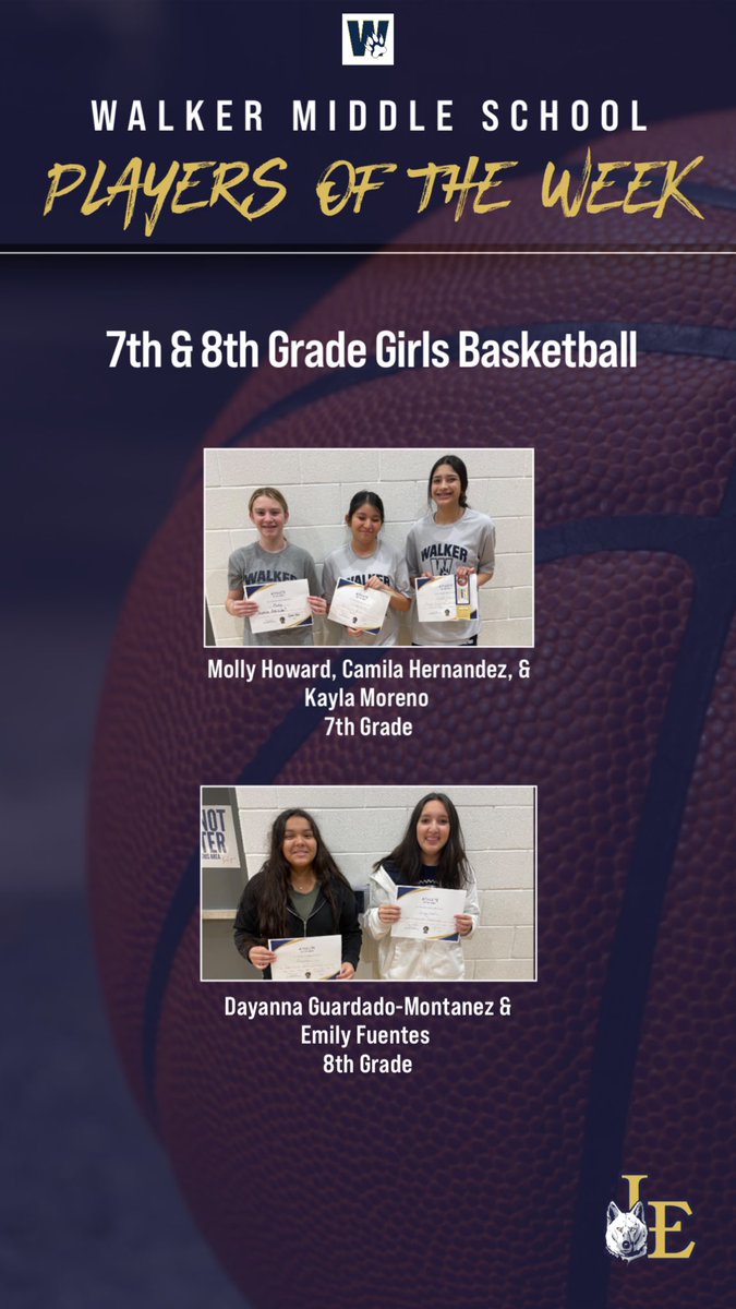 LELADYLOBOHOOPS's tweet photo. π PLAYERS OF THE WEEK π
Congrats to our Walker Middle School 7th & 8th grade girls basketball Players of the Week! π
#WalkerMiddleSchool #GoLadyLobos https://t.co/rm3cIAh4jo
