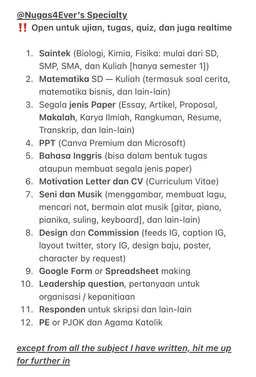 kai ᰔᩚ | JOKI ESSAY, MANDIRI PTN, DESKRIPSI, PPKB tweet media