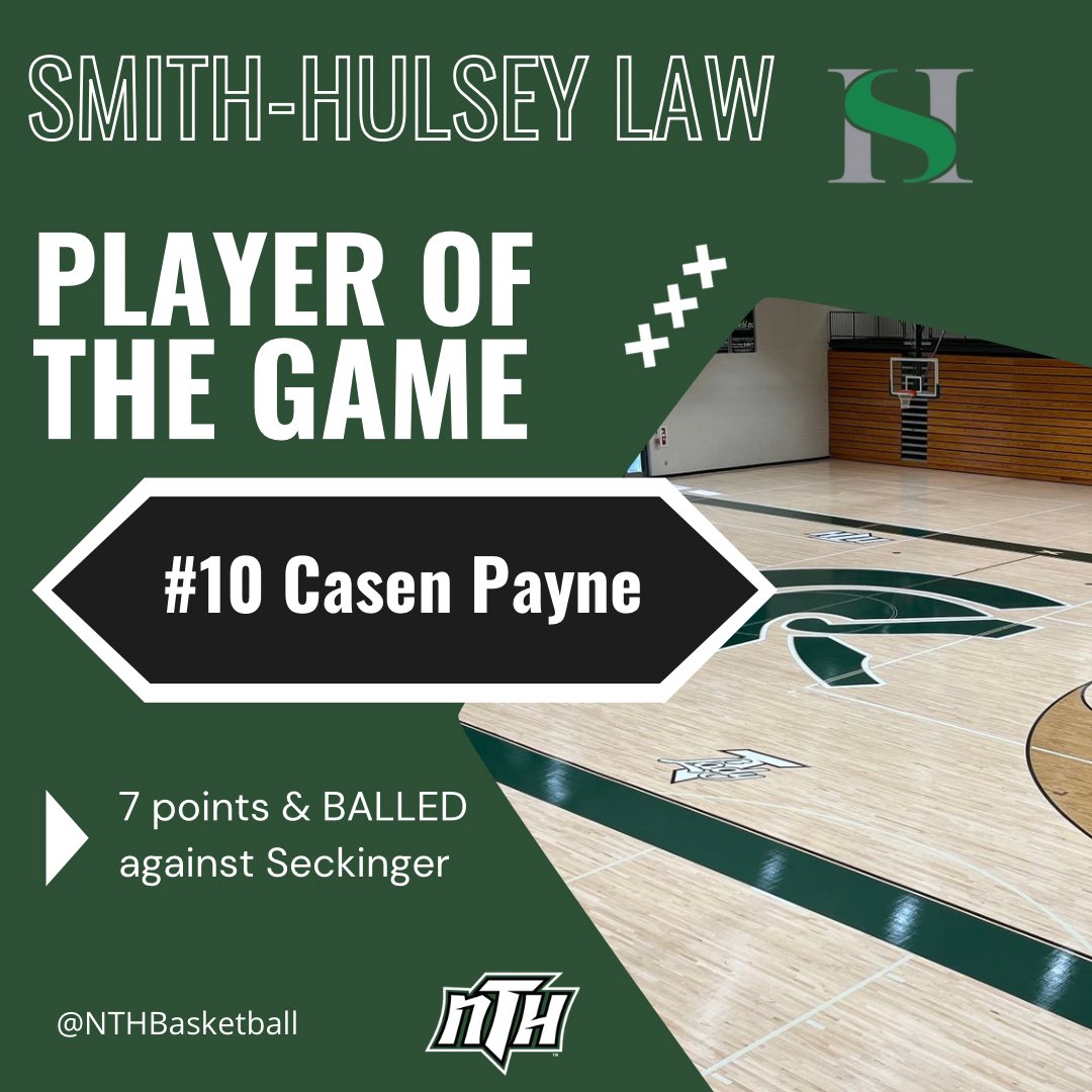 NTHbasketball's tweet photo. Our @SmithHulseyLaw  Player of the Game is Senior Casen Payne! https://t.co/pESHK17kya
