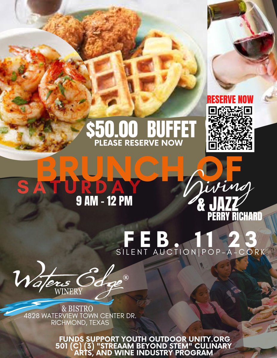 1knesbit's tweet photo. You’re invited to Youth Outdoor Unity’s “Brunch of Giving &amp; Jazz” on February 11th! We spark the curiosity of youth of all creeds and give them opportunities to explore careers that are uncharacteristic in vulnerable communities. The QR code reserves your spot! I hope to see you! https://t.co/Nvo22IbaX9