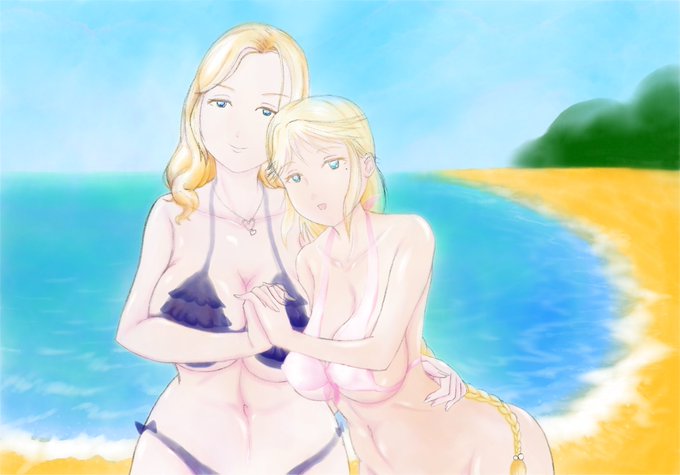 #サムネが横になったから横画面の絵貼ろう絵描きも見たらやる
#おっぱい 
うちのママ達再掲。 