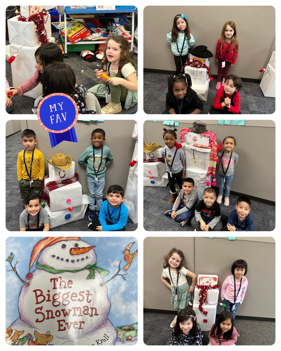 Do you want to build a snowman? We did! Students built, named and decorated in cooperative groups snow people. We then voted on the class favorite. Cowboy Snowman won with the most votes! #prekmagic #loweryproud