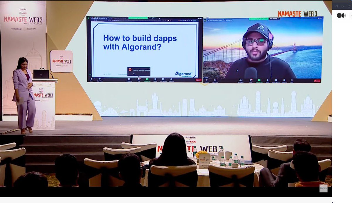 Gave a talk virtually at #NamasteWeb3 by @forbesindia x @CoinDCX How to build dapps with Algorand!