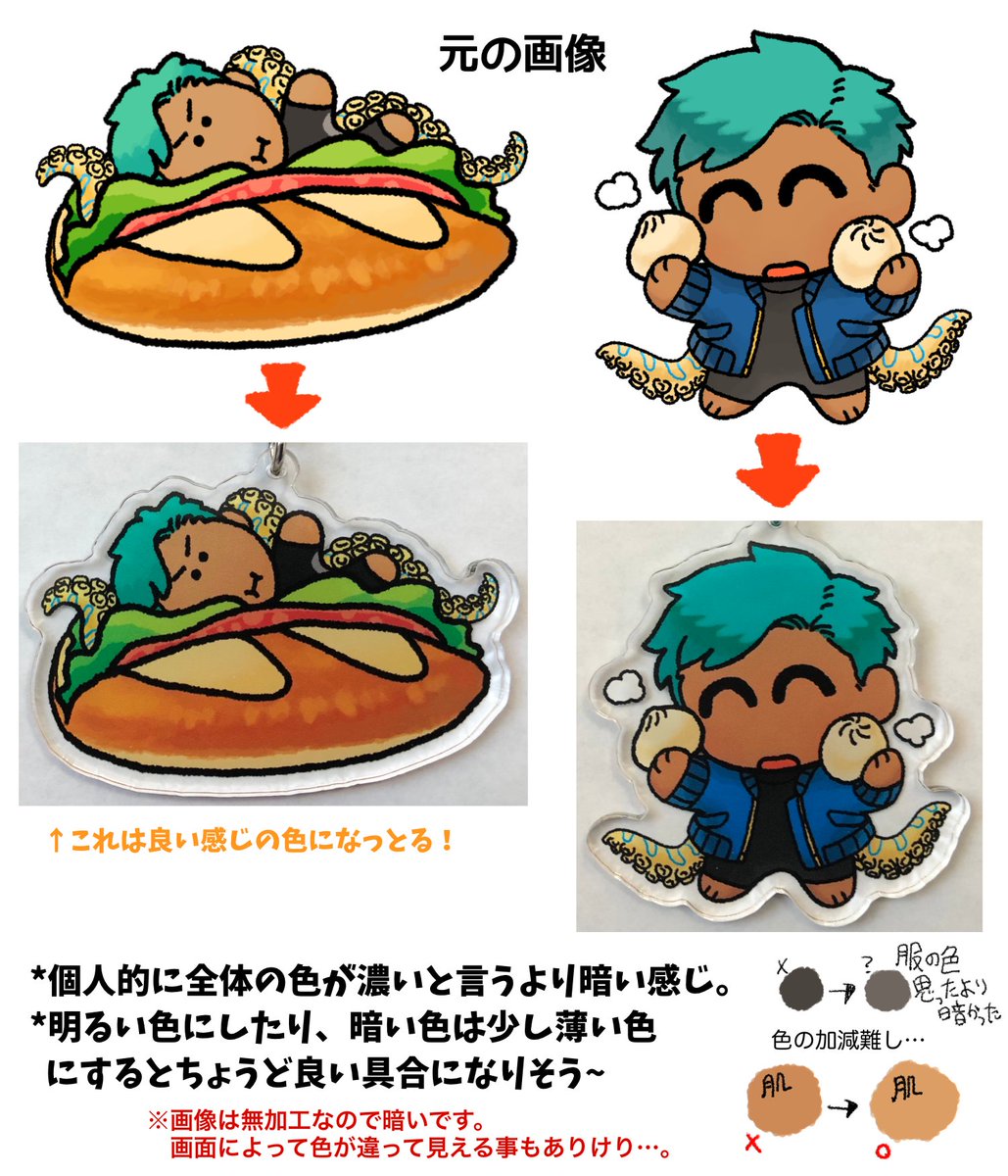 ピクシヴ!のファクトリーで作ってもらいました~!大きさは中でちょうど良い!自分が頼んだのは裏側はコーティング無しなので絵が剥がれやすいやつ…少し高くてもコーティングしてもらえば良かったな…と思った 