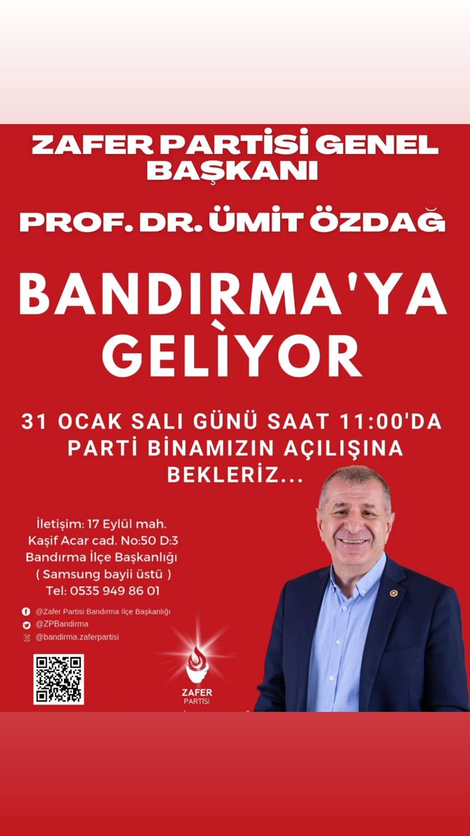 Zafere giden yolda siz değerli hemşehrilerimizi aramızda görmekten onur ve gurur duyacagiz kutlu yürüyüşümüzde zafer partisi binamıza bekleriz...