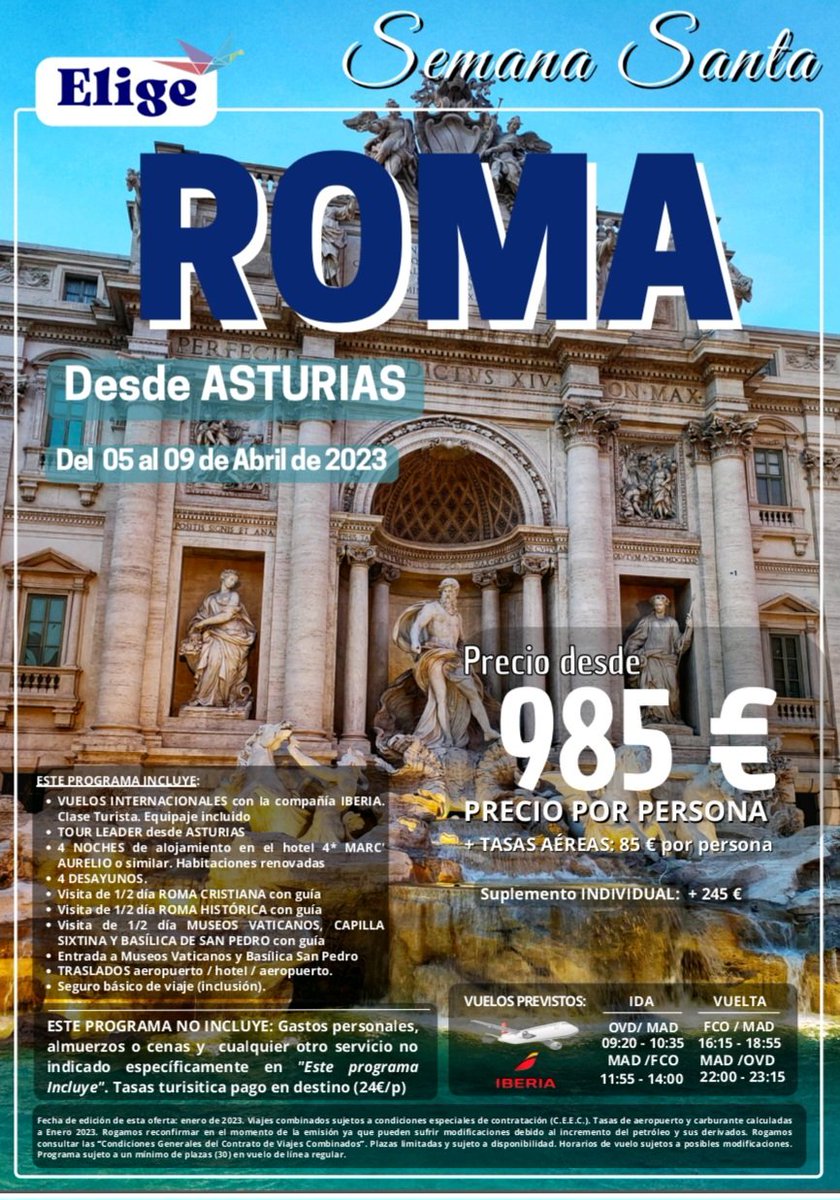Otava_asturias's tweet photo. Salida Especial Roma desde Asturias✈️🧳
Reservas en agencias otava otava@otava.es https://t.co/vJIMUi929z