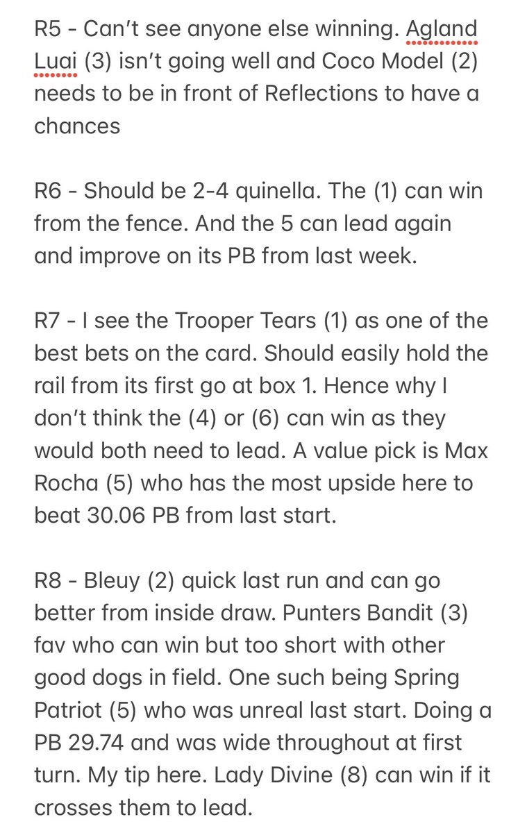 AlbionHound's tweet image. Wentworth Park #Quaddie tonight. 

R5 - 1 
R6 - 1,2,4,5
R7 - 1,5
R8 - 2,3,5,8

$100 = 312.5%

Commentary below. Good luck all

#thehound @greyhoundsTGI