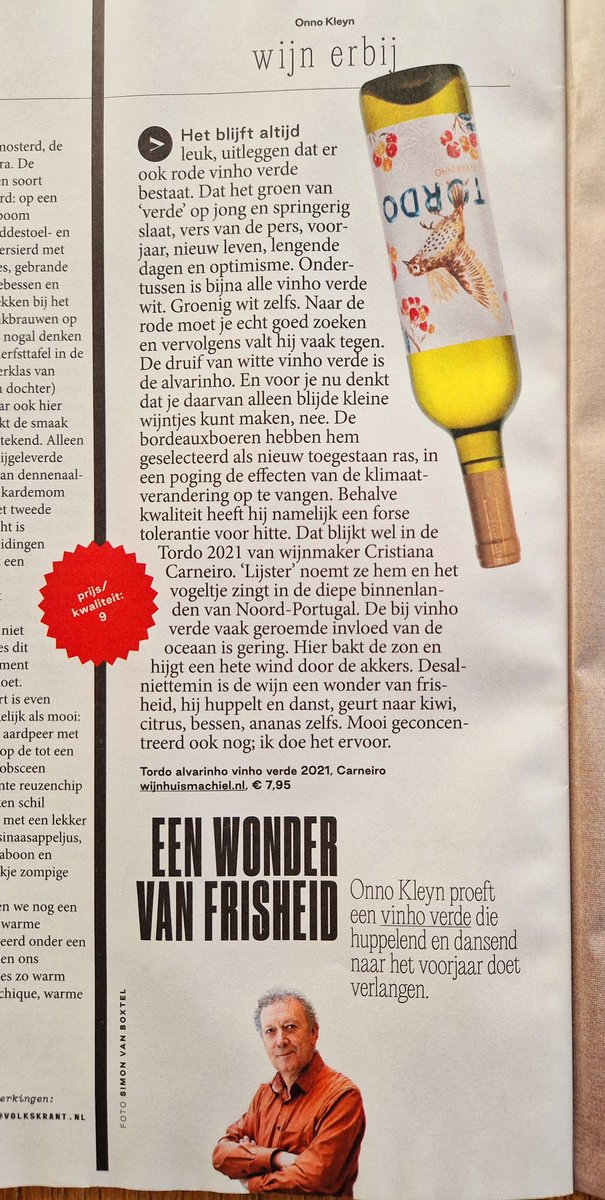 '...een wonder van frisheid' Wat een prachtige recensie van wijnkenner @OnnoKleyn in De @Volkskrant van vandaag over onze Carneiro Tordo Alvarinho! wijnhuismachiel.nl/webshop/carnei…