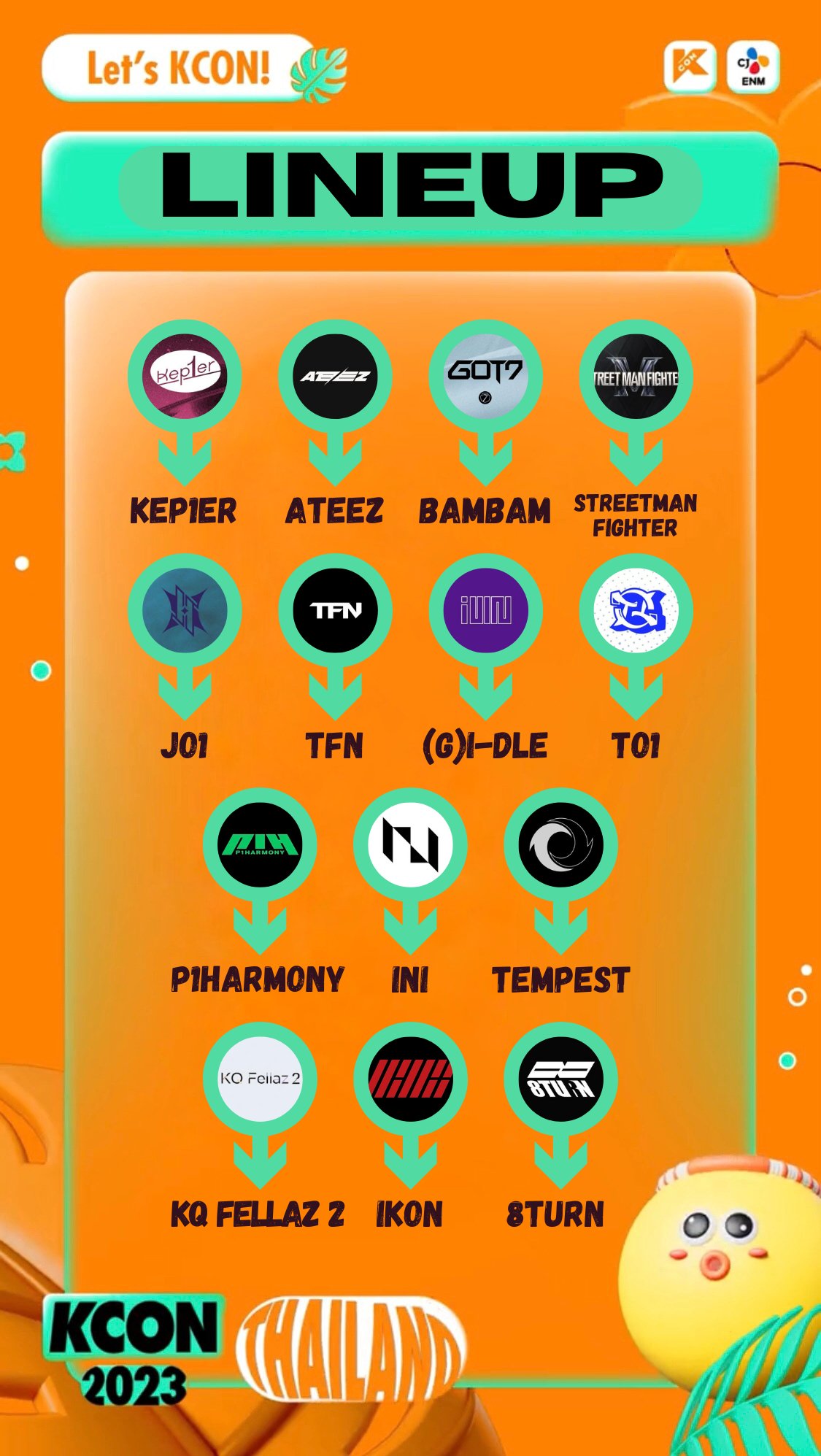 KCON THAILAND on Twitter "🧡KCON 2023 THAILAND LINEUP 1819/3💚 Let's 