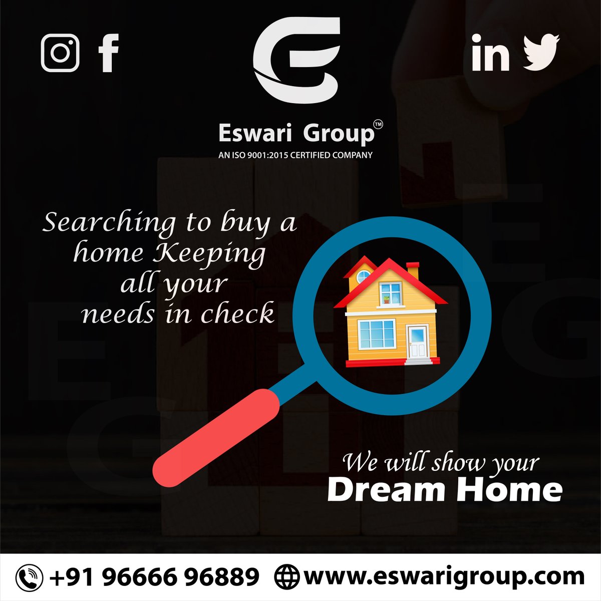 eswari_group's tweet photo. Let us know your requirements and we'll get you a house that has it all. Buy from ESWARI GROUP now and say goodbye to your home buying problems!
Phone: 9666696889
Website: https://t.co/OI05JtxOYc
#RealEstate #RealEstateCompany #Constrcuction #InteriorDesign #EswariGroup https://t.co/OwC3cp6pV5