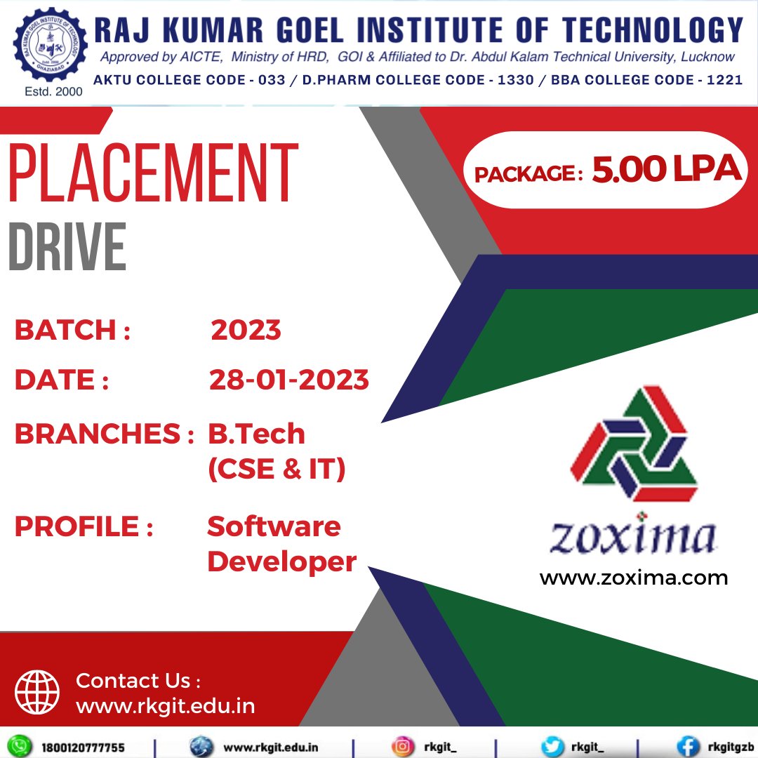 𝐙𝐨𝐱𝐢𝐦𝐚 𝐒𝐨𝐥𝐮𝐭𝐢𝐨𝐧𝐬 𝐏𝐯𝐭. 𝐋𝐭𝐝. Conducting a #virtualplacement drive
📅Date: 28th January 2023
🛄 Branches Allowed:  B.Tech (CSE & IT)
🧑🏻‍🎓 Batch: 2023
💰 CTC: 5.00 LPA
#getyourselfplaced #engineering  #BTech  #IT #CSE #topbtechinstitute #zoxima
