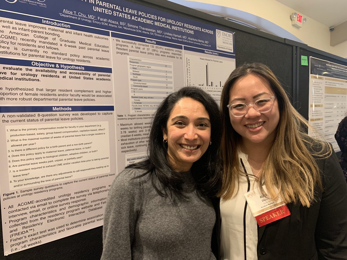 Parental leave policies across academic US urology programs vary widely, but tend to be better at programs with more female faculty and more female residents. So proud of ⁦<a href="/alicetchu/">Alice Chu</a>⁩ for her work on this! #SWIU2023 ⁦<a href="/SWIUorg/">SWIU</a>⁩