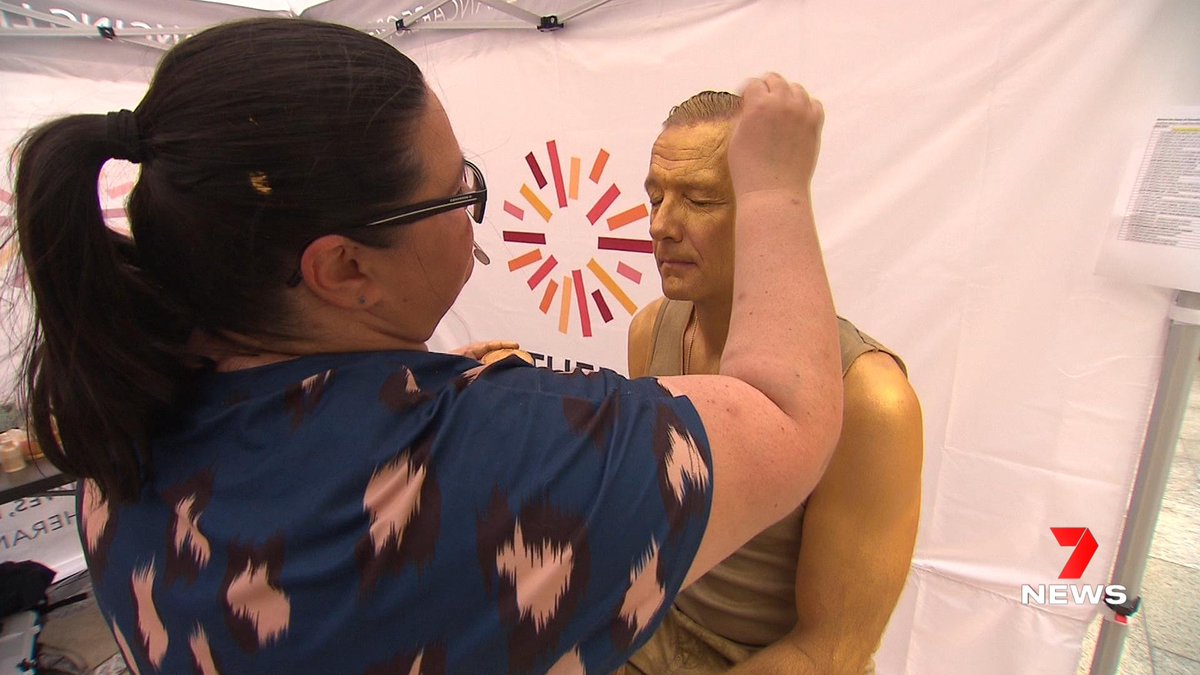 7NEWS Adelaide (@7newsadelaide) on Twitter photo High profile South Aussies have been painted gold in a bold bid to raise awareness of homelessness. AFLW star Erin Phillips and 7’s own <a href="/Mark_Soda/">Mark Soderstrom</a> were among those decked in gold and posed in Rundle Mall. 7NEWS Adelaide at 5pm and 6pm | 7NEWS.com.au #7NEWS High profile South Aussies have been painted gold in a bold bid to raise awareness of homelessness. AFLW star Erin Phillips and 7’s own <a href="/Mark_Soda/">Mark Soderstrom</a> were among those decked in gold and posed in Rundle Mall. 7NEWS Adelaide at 5pm and 6pm | 7NEWS.com.au #7NEWS