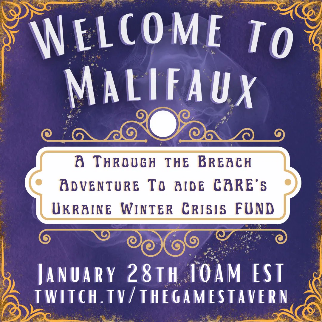 Will you help support Ukraine Winter Crisis Fund?

<a href="/thegamestavern/">TheGamesTavern™️</a> is teaming with @softgiving to help <a href="/CARE/">CARE (care.org)</a> Ukraine!
A 5 hour stream Today 10AM to 3PM Eastern! 

Donate now! buff.ly/3Wr3hII
All dontations are matched! 

#charity #malifauxRPG #ttrpg #streamer
