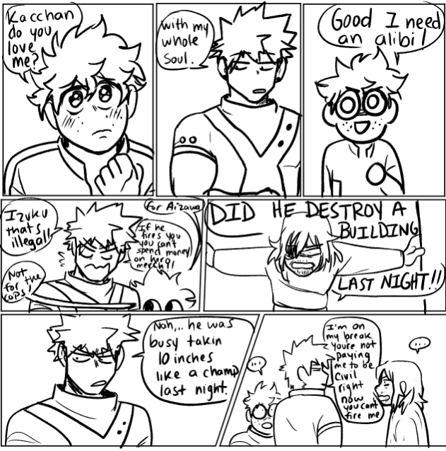 #bkdk #bakudeku #nsfw (sorta?) ALSO i love the idea that aizawa makes a hero agency to stay with class A tragically that means hes stuck with these 2