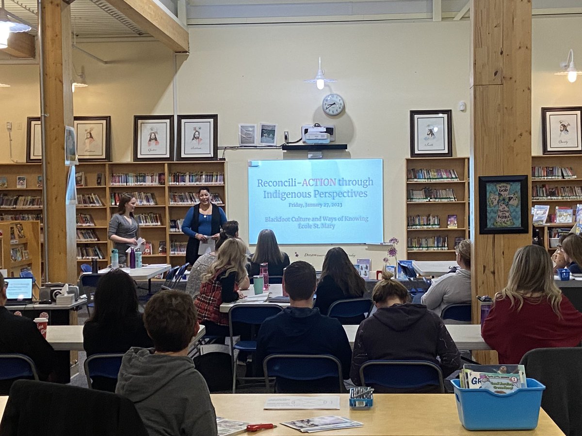 ESMhs4's tweet image. What an extraordinary day of learning at our School based PD day. We hope students had a great day off. Staff was busy learning, continuing our journey of Reconcili-ACTION through Indigenous Perspectives. Staff learned some Blackfoot vocabulary, we took part in a Smudge, 1/2