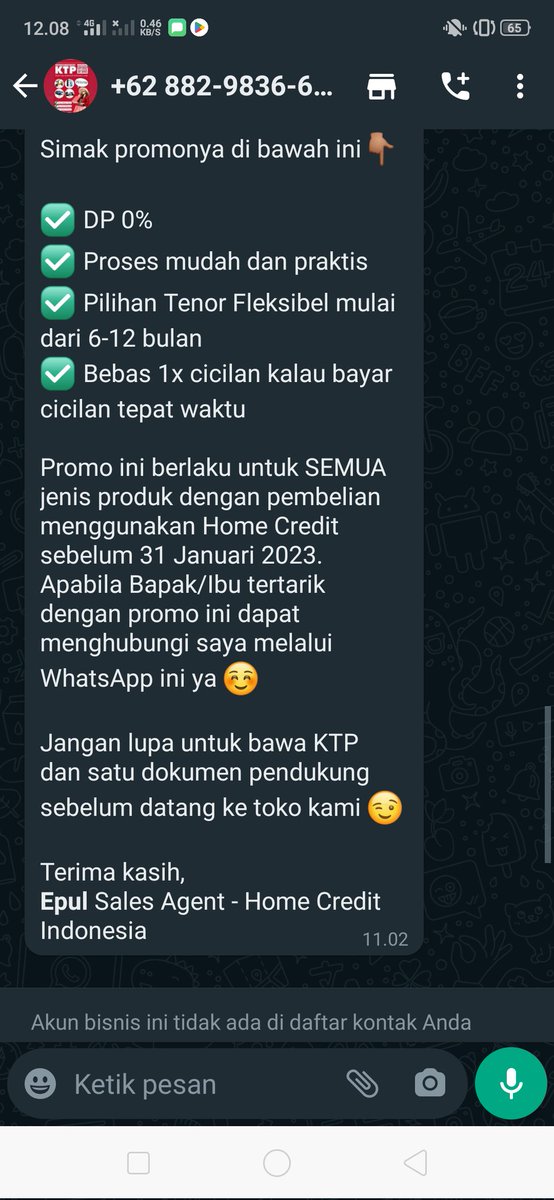 ismulism's tweet photo. Woy @homecreditid udah gila ya  bombardir mulu tiap saat. Nawarin pinjaman ko sampe segitunya. Padahal saya udh minta jangan dtlpn lg nomor saya tp ttp aja neror. 

Pak @kemkominfo @YLKI_ID tolong dong ditertibkan yg seperti ini. Abis call pindah ke chat wa trs lanjut sms. Stress https://t.co/RecTtisaf1