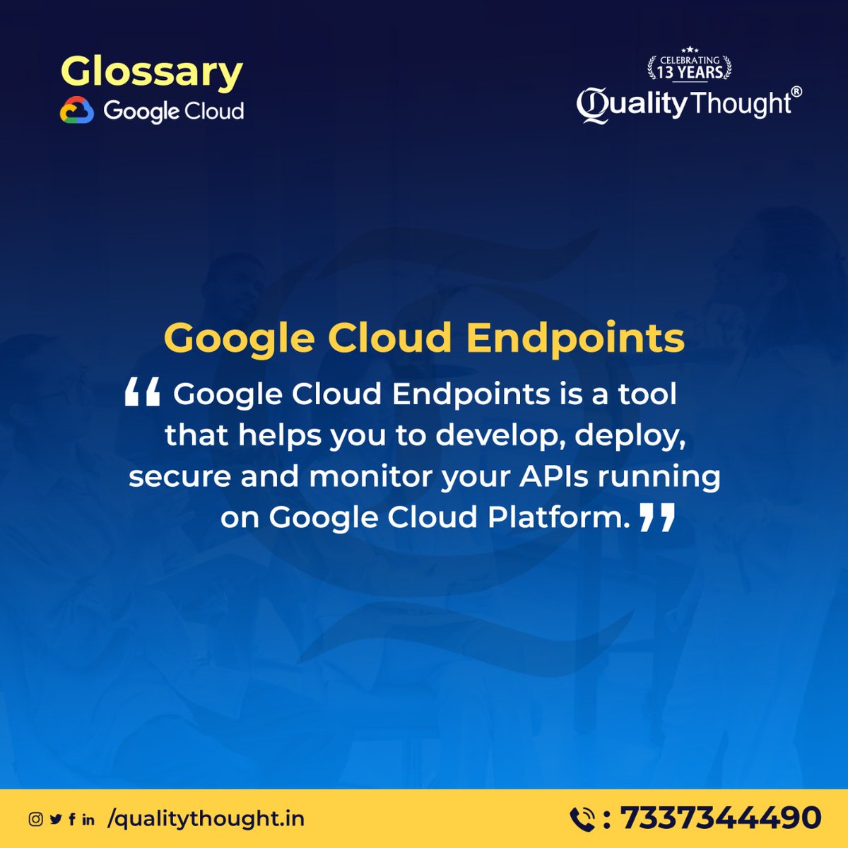 QTTWorld's tweet image. Explore Our Exclusive Instructor-Led-Live Online Training Program by Quality Thought.
What are Google Cloud Endpoints?
🌐Register for the Course: qualitythought.in/registernow
📲 contact: 7337344490
📩Telegram Updates: t.me/QTTWorld

#google #googleapp  #googlecloudendpoints