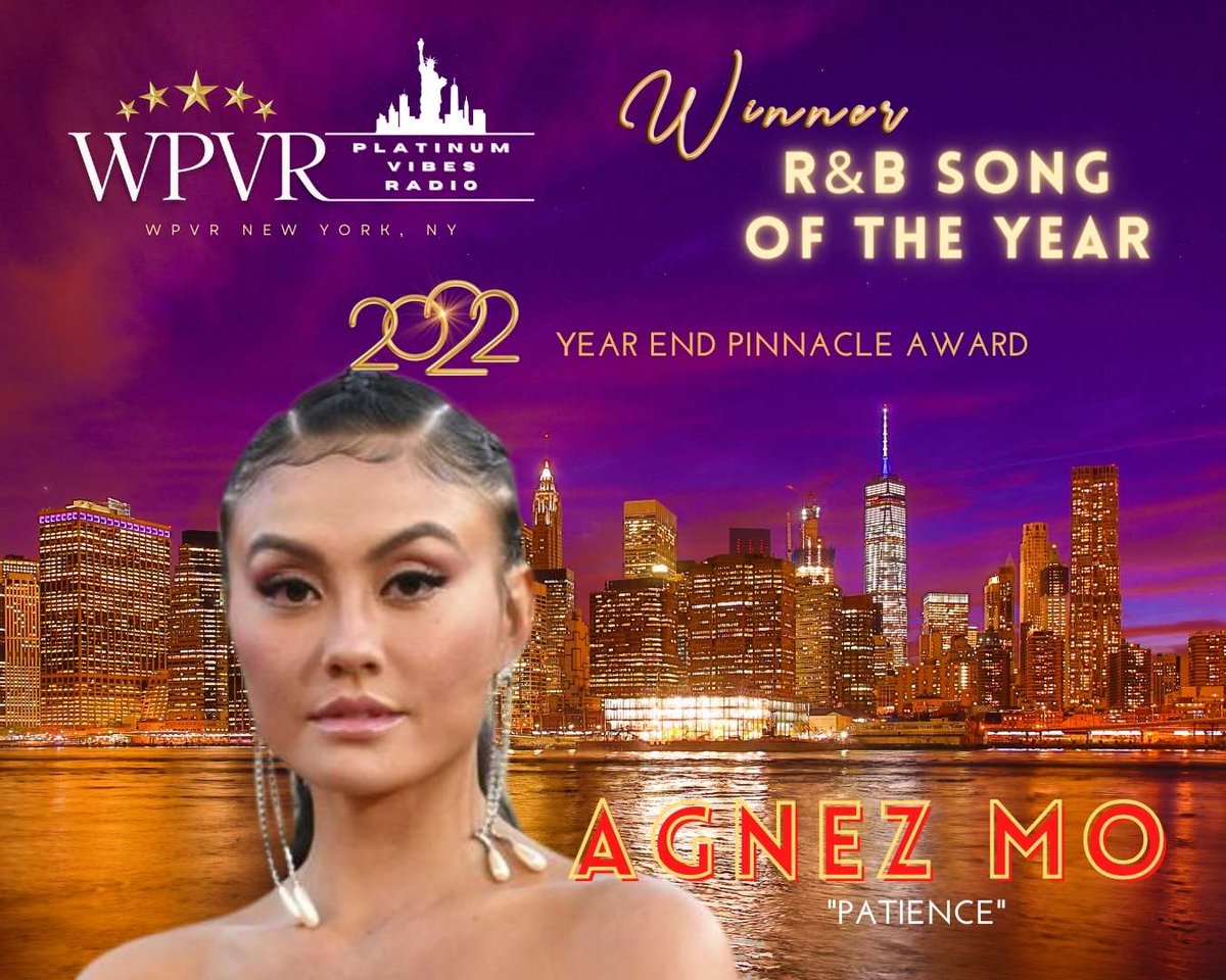 #RT @agnezmo: RT @platinumvibes8: 🎉 Congratulations 2022 WPVR NY PINNACLE AWARD WINNER - R&B SONG OF THE YEAR : AGNEZ MO - 'Patience'

@agnezmo #wpvr #pinnacleawards #radioawards #musicawards #agnation #agnezmo #agnezmonica @firsticonagency @streamli…