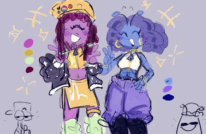 a little colored sketch i did for fun!!! My headcanon designs of Lewanda and Latisha my belovedss <33 #ToeJamAndEarl 