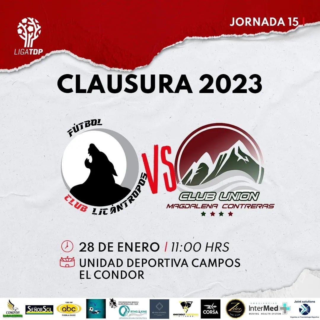 Primer partido del año en casa 🤩
El día de mañana nos enfrentamos a “club unión Magdalena contreras” en lo que será el primer partido del año en casa, los esperamos en punto de las 11 am en lo que será el partido correspondiente a la jornada #15 de la <a href="/LigaTDP/">Liga TDP</a> 
#SomosLicantropos