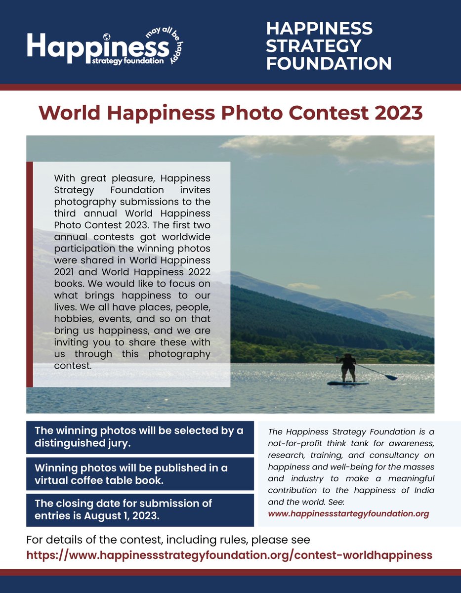 RajeshPillania's tweet photo. Inviting photo submissions for the 3rd Annual World Happiness Photo Contest 2023! #WorldHappiness  #WorldHappiness2023 #WorldHappinessDay   #happiness #DemocratisingHappiness #ProfPillaniaInsights #HappinessProfessor #IndiaHappinessGuru #IndiaHappinessProfessor https://t.co/1S9tUfgxal